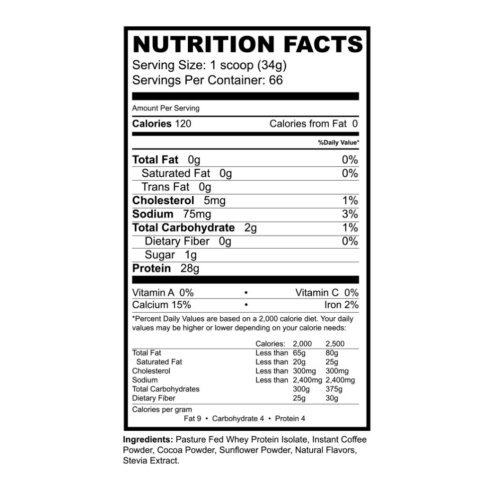 Precision ISO Café Protein Mochaccino Nutrition Facts